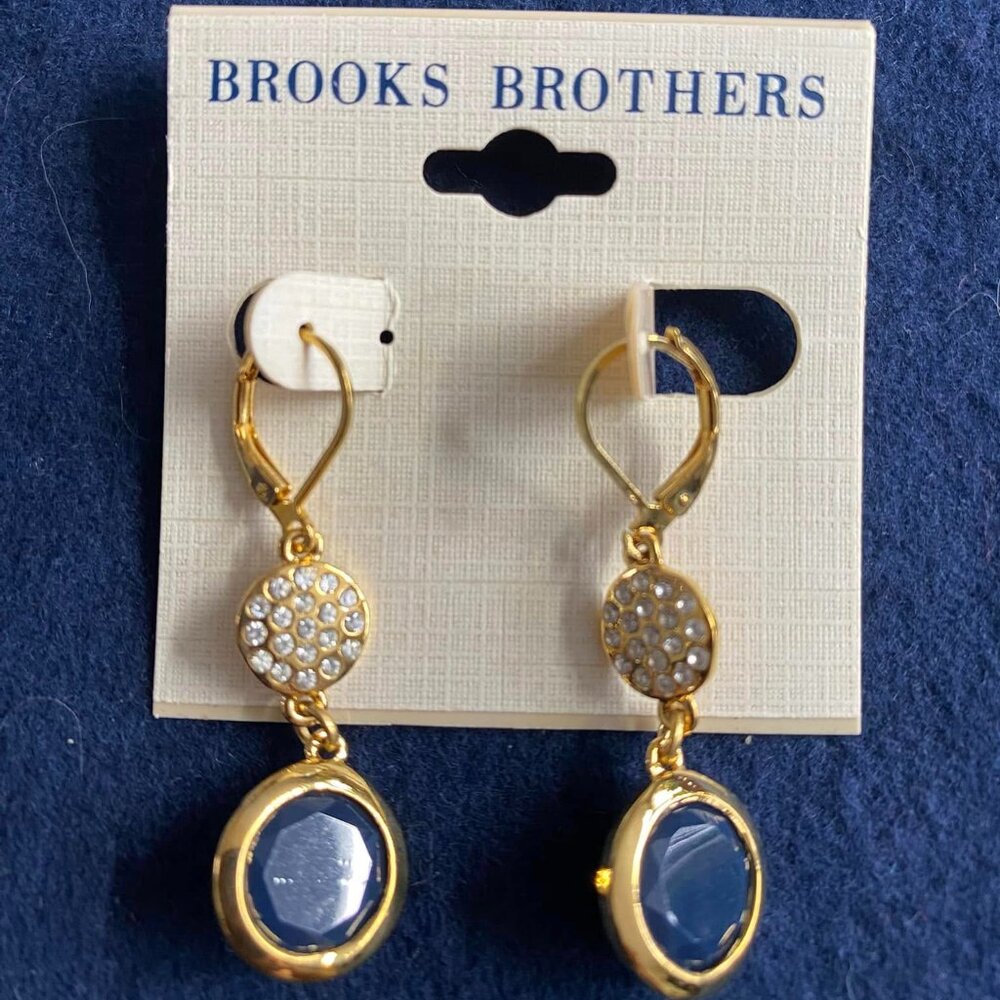 Brooks Brothers Navy & Gold Ear Ring "NEW"